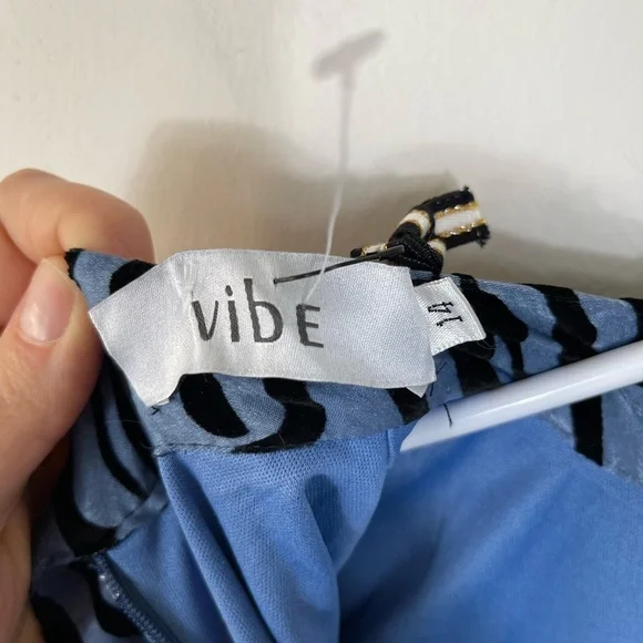 VIBE Blue and Black Zebra Print Dress Big Girl or Women's Size 14 NWT - Picture 13 of 15